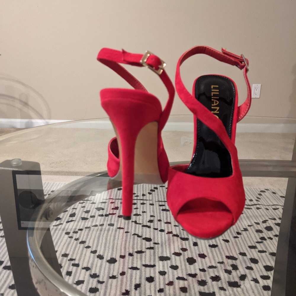 Red heels suede size 7.5